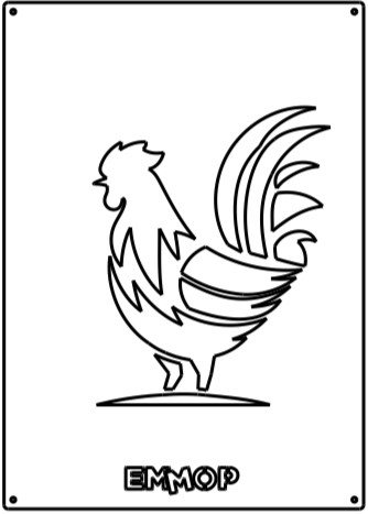 une plaque décorative avec le dessin d'un coq