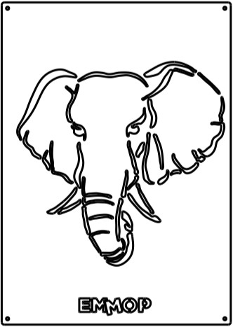 une plaque décorative avec le dessin d'un éléphant