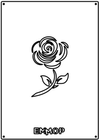 une plaque décorative avec le dessin d'une rose